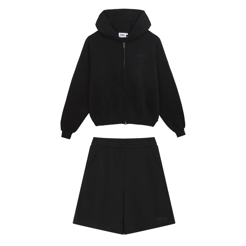BLACK SET ZIP JACKET+SHORTS