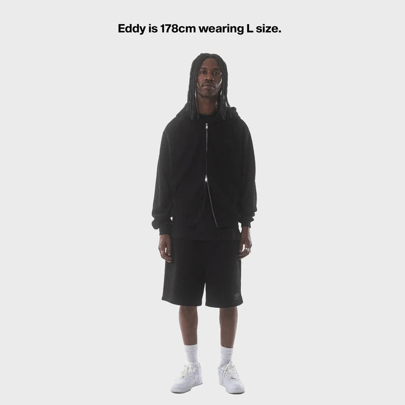 BLACK SET ZIP JACKET+SHORTS