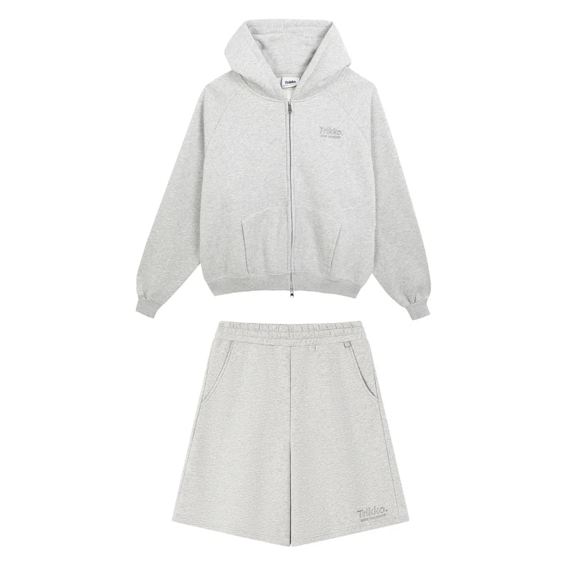 GREY SET ZIP JACKET+SHORTS